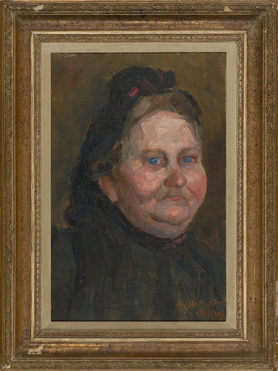 Artwork A German grandmother this artwork made of Oil on canvas on composition board, created in 1902-01-01