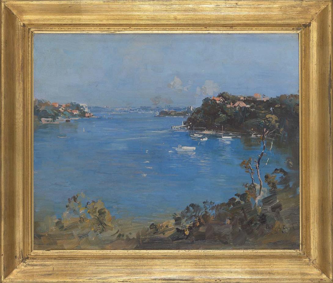 Artwork Sydney Harbour this artwork made of Oil on canvas, created in 1922-01-01