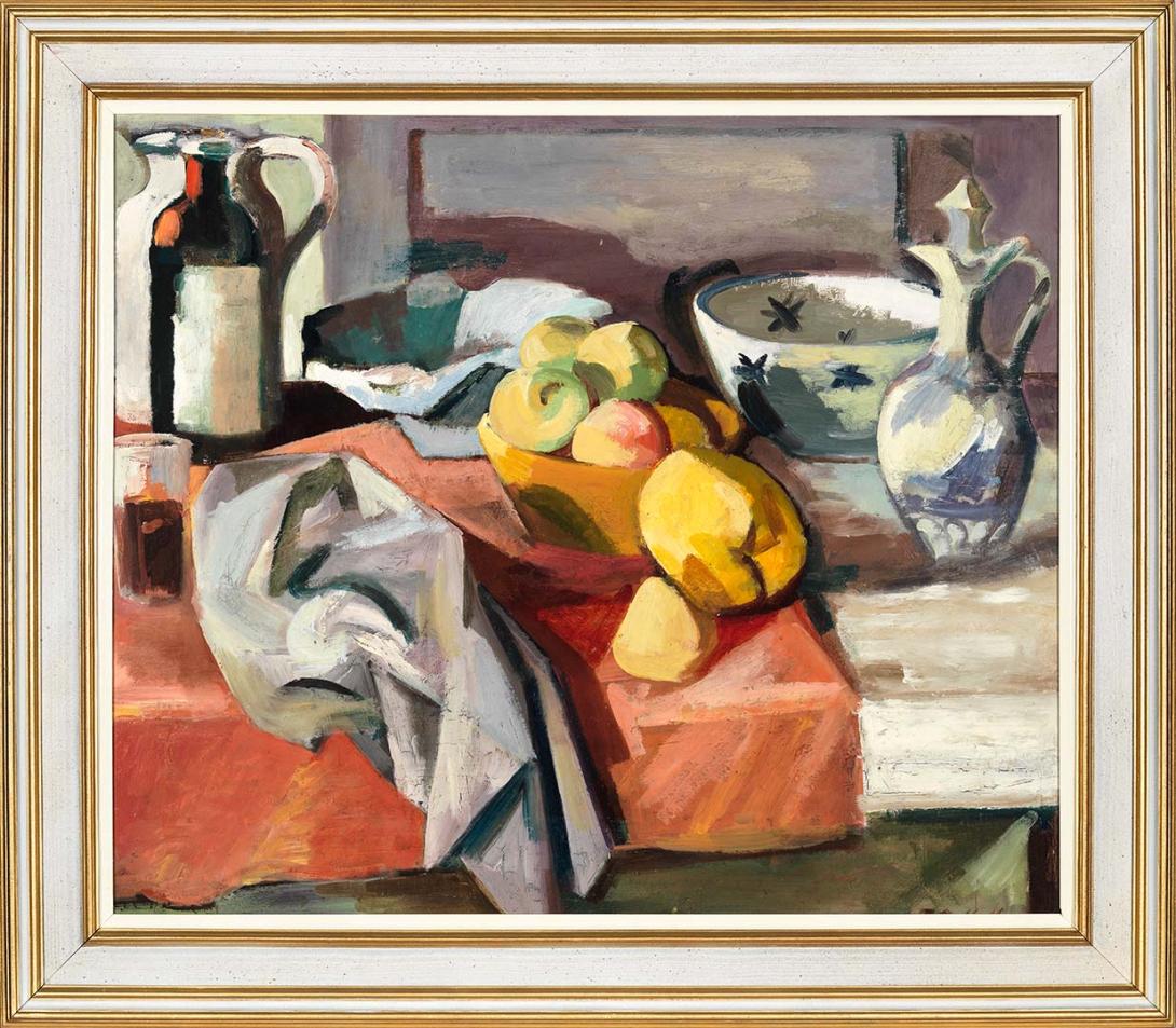 Artwork Still life this artwork made of Oil on composition board, created in 1954-01-01