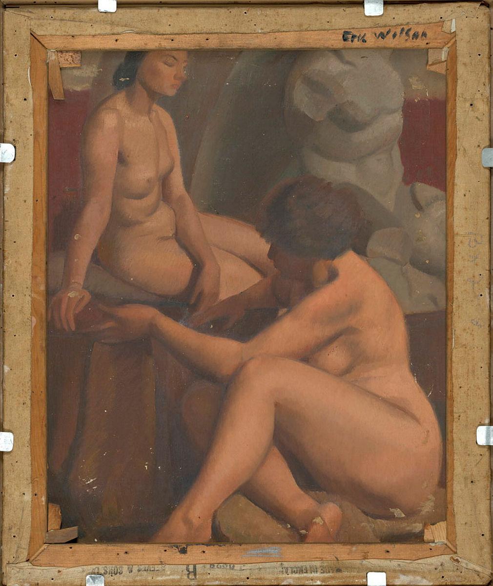 Artwork (Study of female nudes) this artwork made of Oil on canvas, created in 1934-01-01