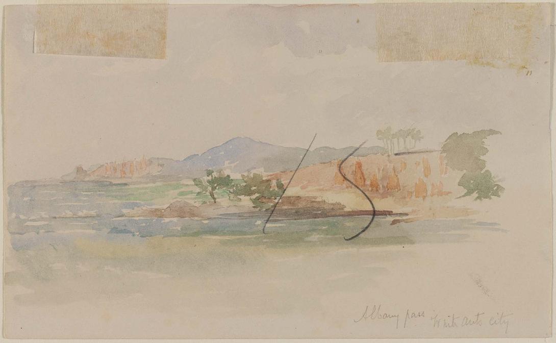 Artwork (Unfinished landscape) this artwork made of Watercolour over pencil on wove paper, created in 1883-01-01