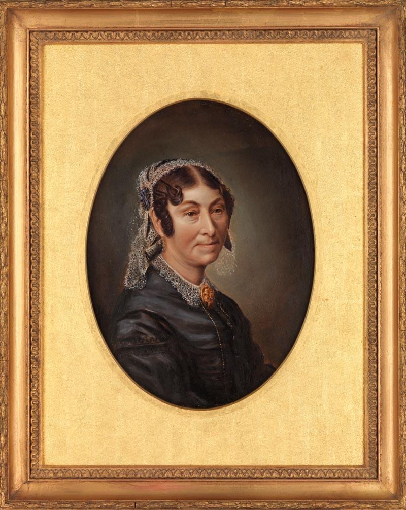 Artwork Mrs (Mary) Lutwyche this artwork made of Oil on paper adhered to fine cotton, created in 1865-01-01