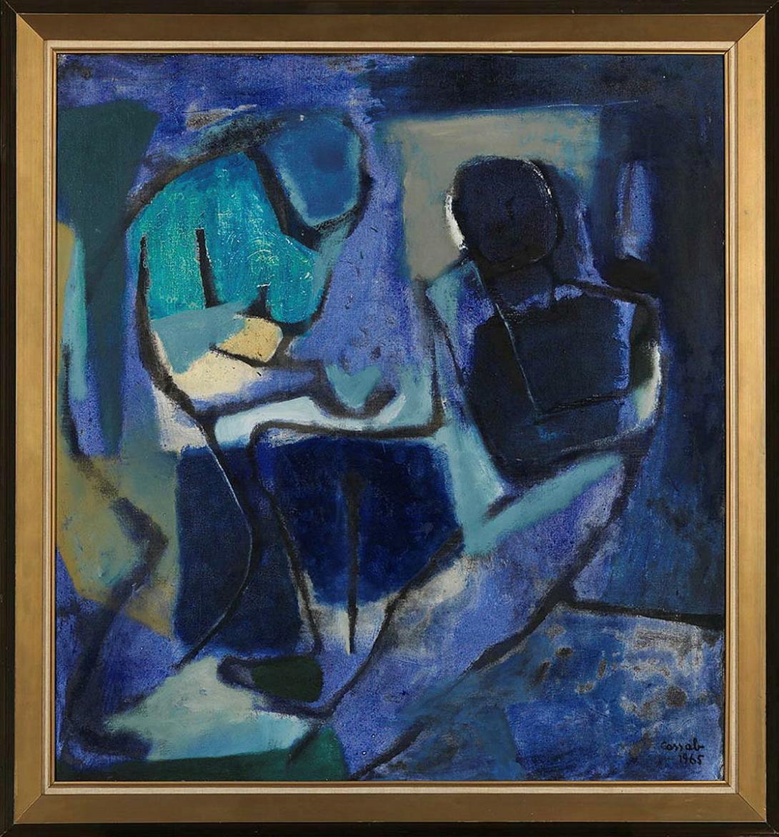 Artwork Figures in Blue this artwork made of Oil on canvas on composition board, created in 1965-01-01