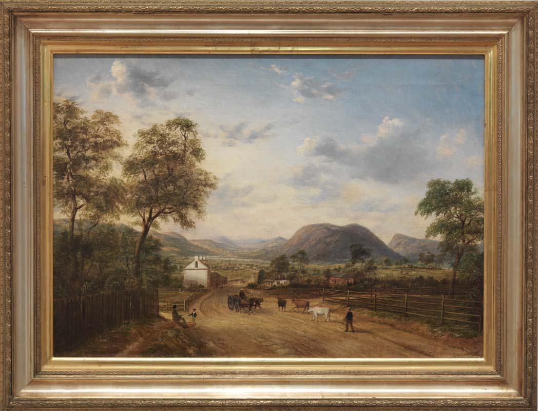 Artwork Main Road, Newtown (toward Mt Direction, Hobart, Tasmania) this artwork made of Oil on canvas, created in 1858-01-01