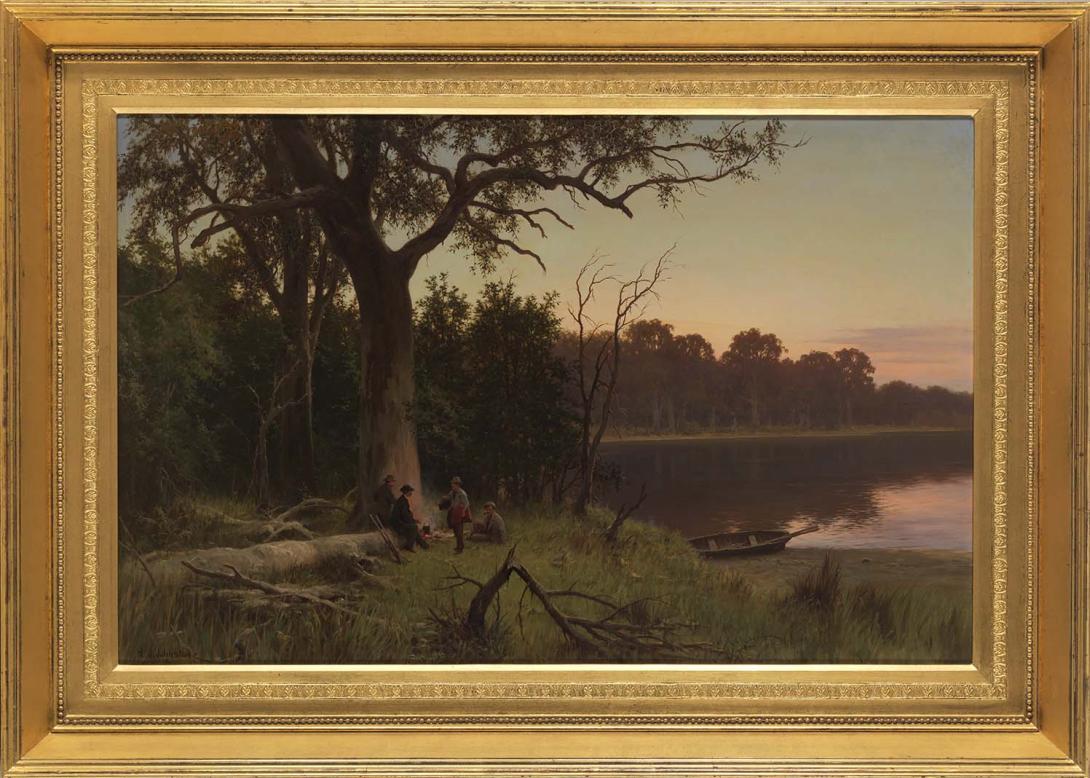 Artwork Murray River at Mannum this artwork made of Oil on canvas, created in 1882-01-01