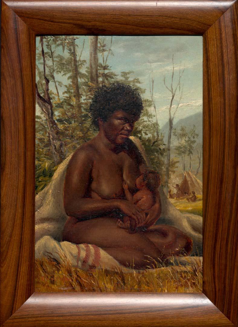 Artwork Queensland Aboriginal, Springsure, west of Rockhampton this artwork made of Oil on composition board, created in 1890-01-01
