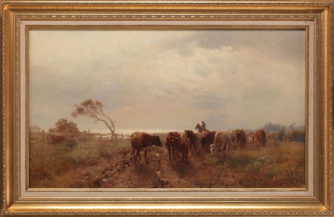 Artwork Australian cattle drover this artwork made of Oil on canvas