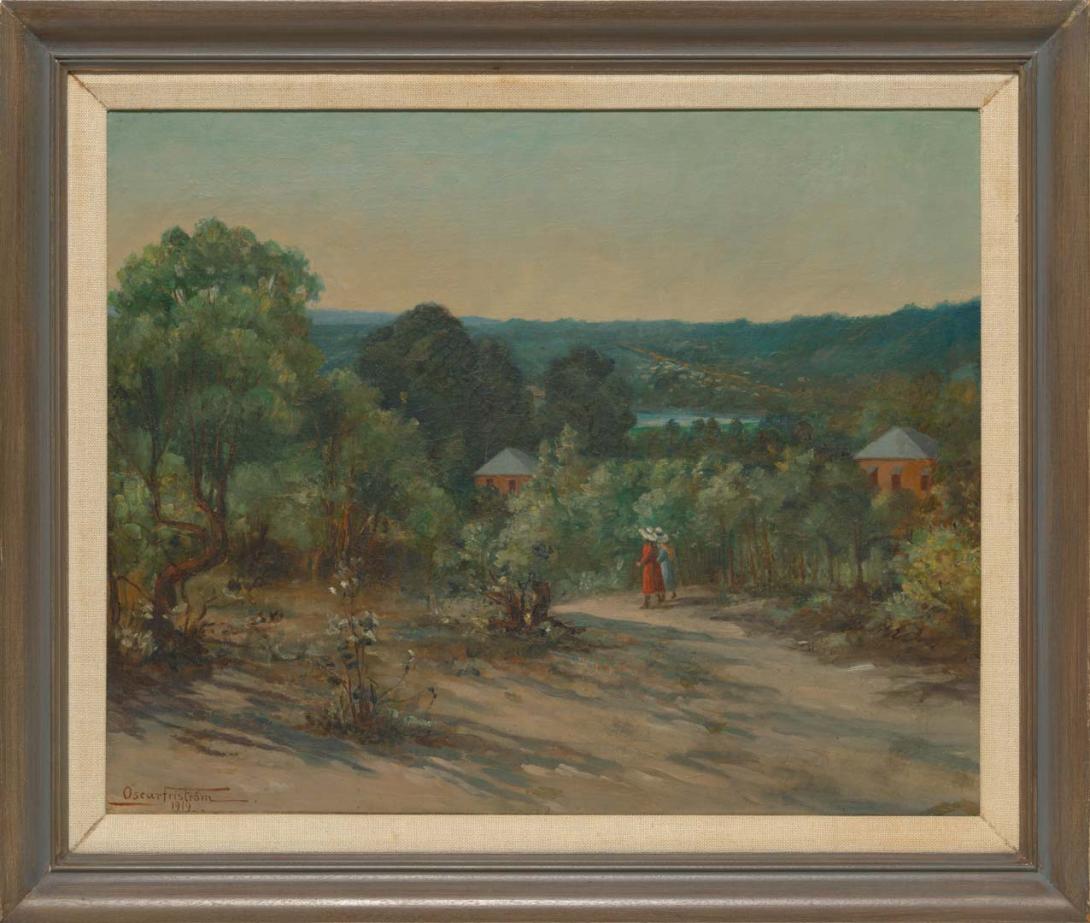 Artwork View at Oxley, Brisbane this artwork made of Oil on canvas, created in 1912-01-01