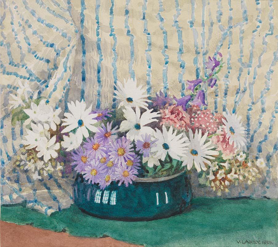 Artwork Blue-eyed daisies this artwork made of Watercolour over pencil on wove paper, created in 1959-01-01