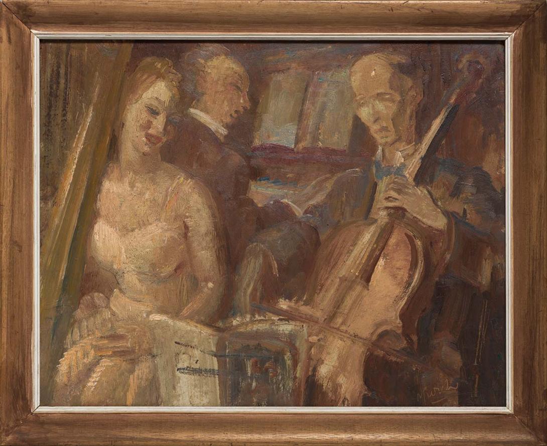 Artwork The trio this artwork made of Oil on composition board, created in 1950-01-01