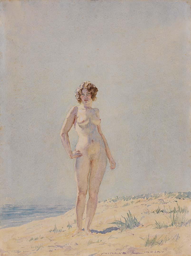Artwork The bather this artwork made of Watercolour over pencil on cream wove watercolour paper