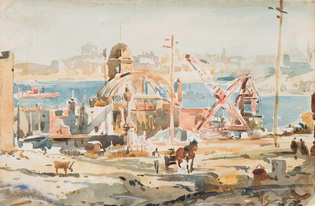 Artwork Milson's Point, Sydney this artwork made of Watercolour over pencil on cardboard, created in 1880-01-01