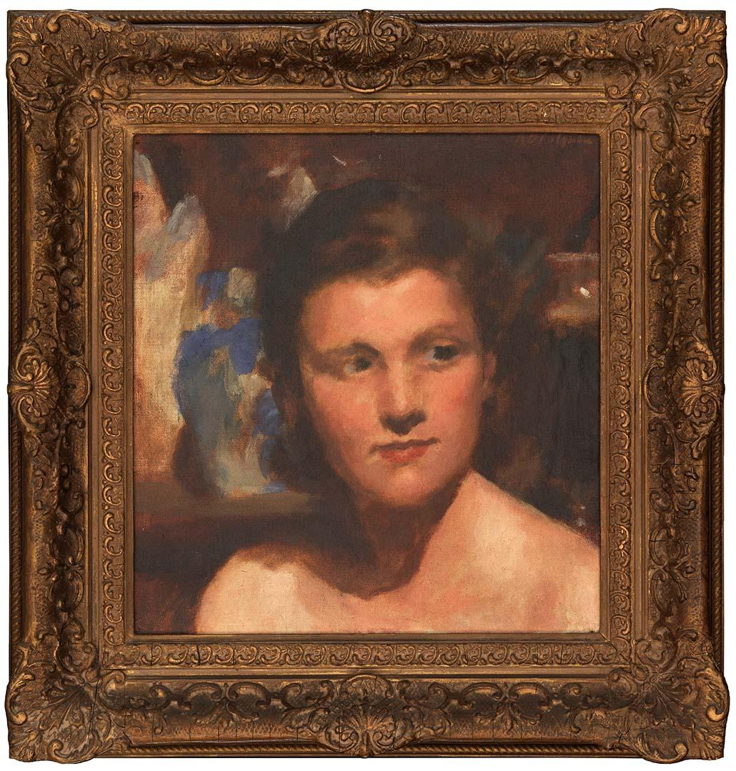 Artwork Head of Janet McEwan this artwork made of Oil on canvas on composition board, created in 1925-01-01