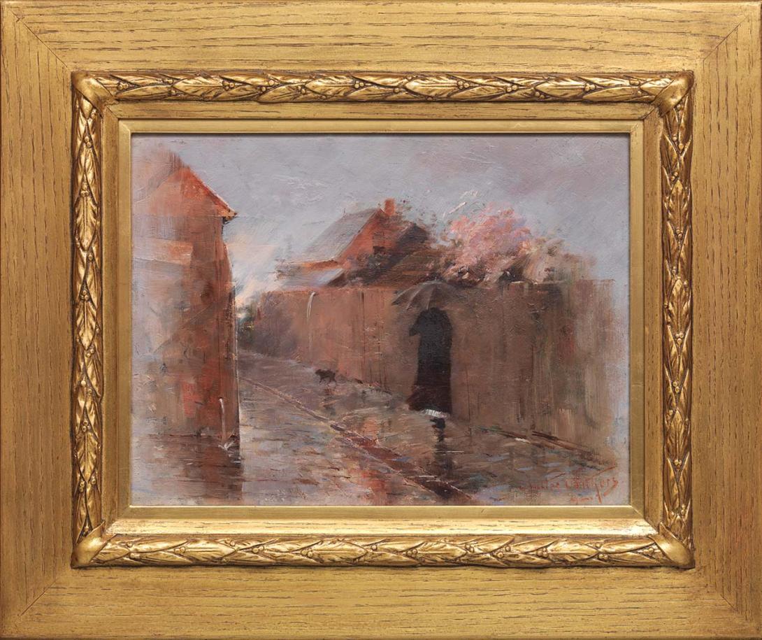 Artwork Wet day this artwork made of Oil on composition board, created in 1882-01-01