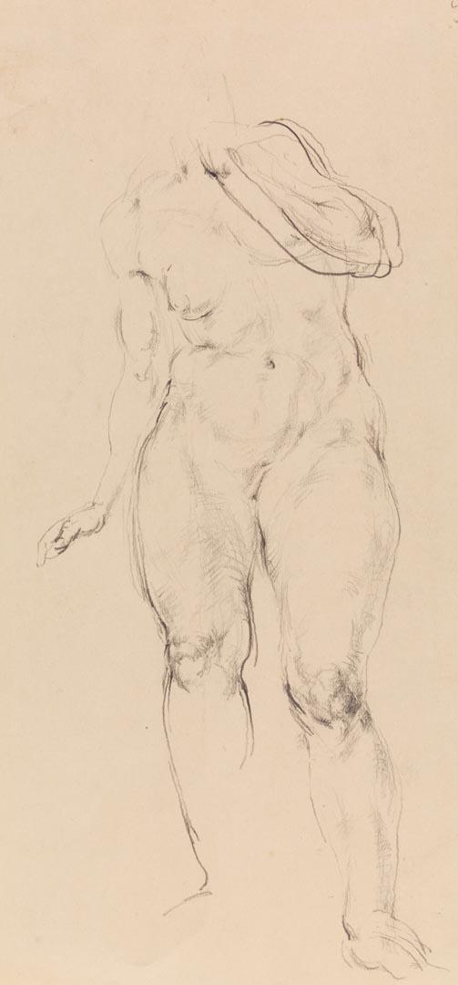 Artwork Untitled (sketch of a standing nude female figure) this artwork made of Pencil on thick cream wove paper, created in 1920-01-01