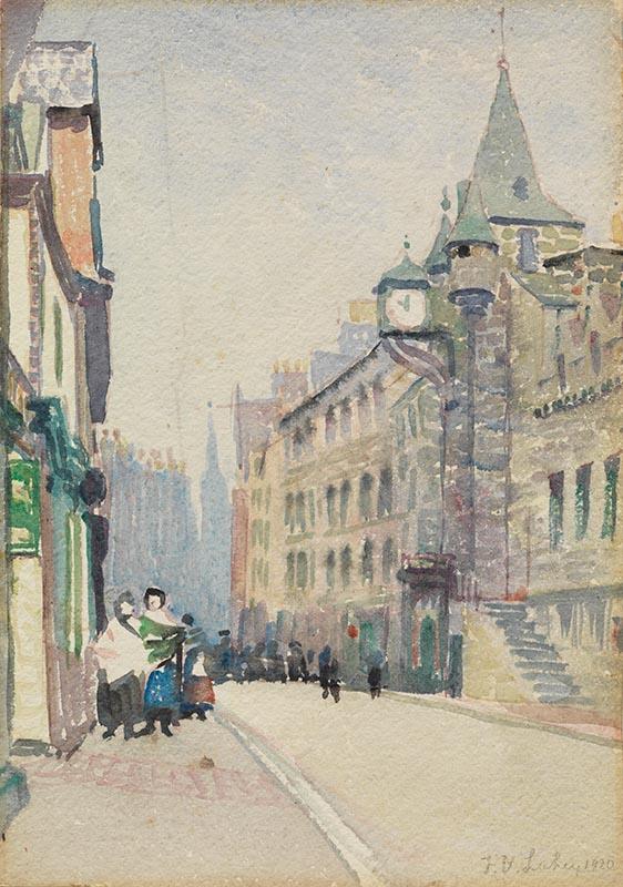 Artwork The Tolbooth, Canongate this artwork made of Watercolour on wove paper, created in 1920-01-01