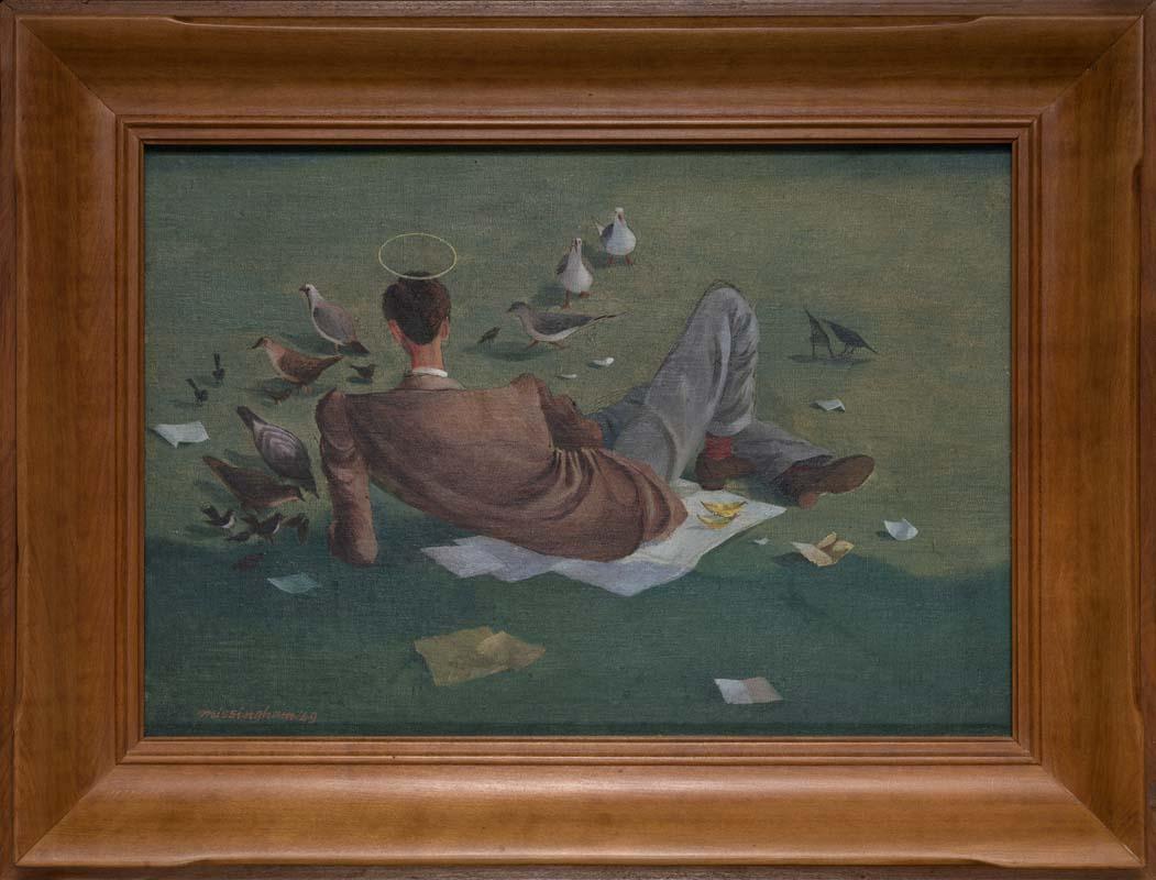 Artwork St. Francis amongst the birds this artwork made of Oil on canvas on composition board, created in 1949-01-01