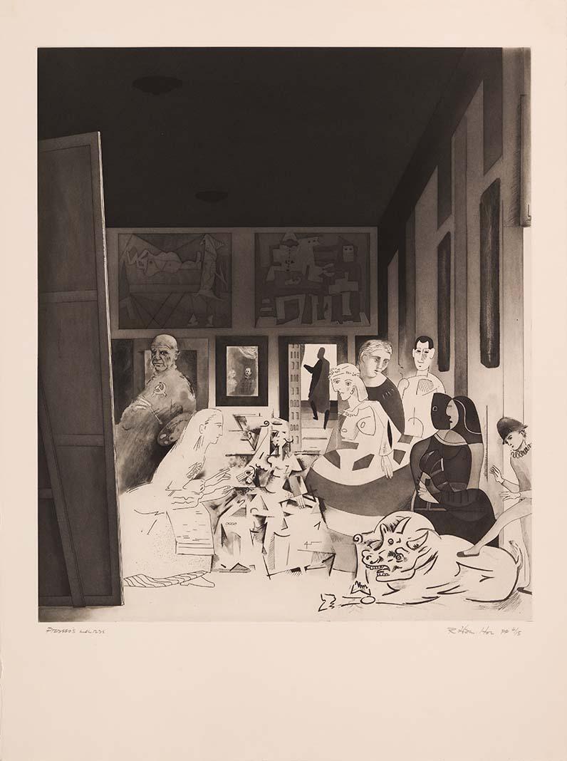 Artwork Picasso's meninas (from 'Hommage à Picasso' portfolio) this artwork made of Hard-ground, soft-ground and stipple etching, open bite and lift ground aquatint, engraving, drypoint and burnishing on thick wove paper, created in 1973-01-01
