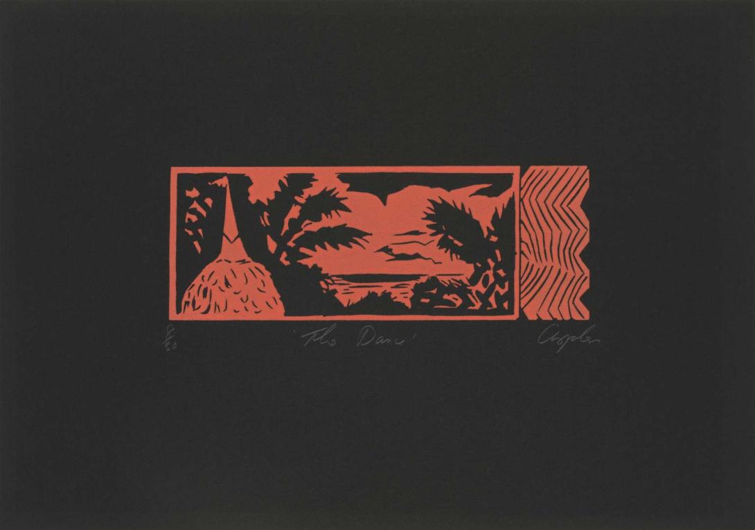 Artwork The dance (from 'The spirit from the sea' portfolio) this artwork made of Linocut on paper, created in 1981-01-01