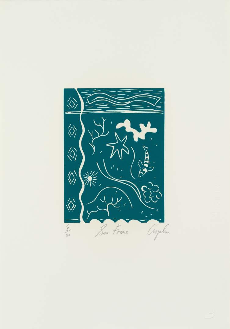 Artwork Sea forms (from 'The spirit from the sea' portfolio) this artwork made of Linocut on paper, created in 1981-01-01