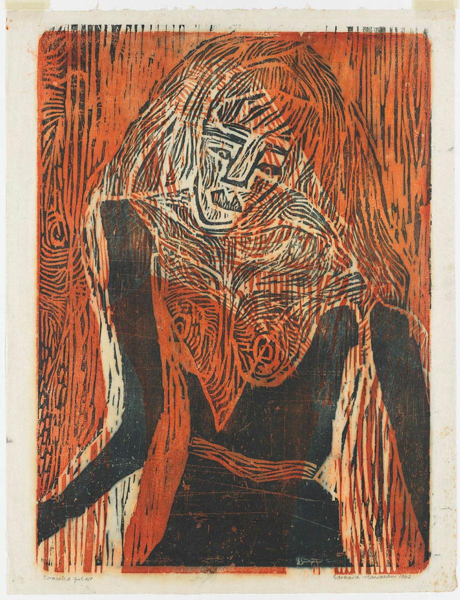 Artwork Tormented girl this artwork made of Colour woodcut on Japanese paper, created in 1962-01-01