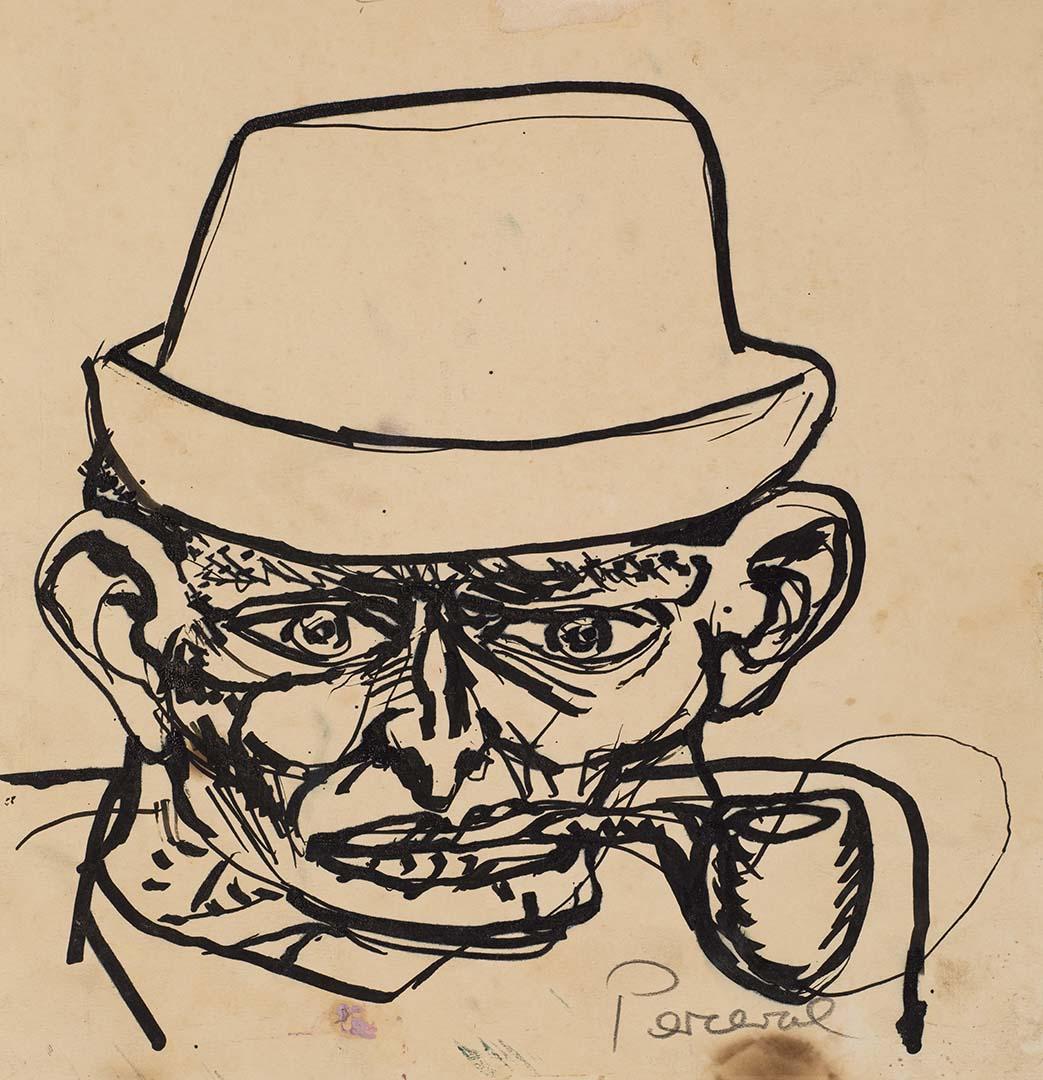Artwork The worker with his pipe this artwork made of Pen and ink on paper, created in 1945-01-01