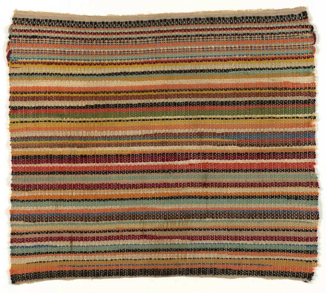 Artwork Textile length this artwork made of Cotton and wool woven in multicoloured stripes, created in 1930-01-01