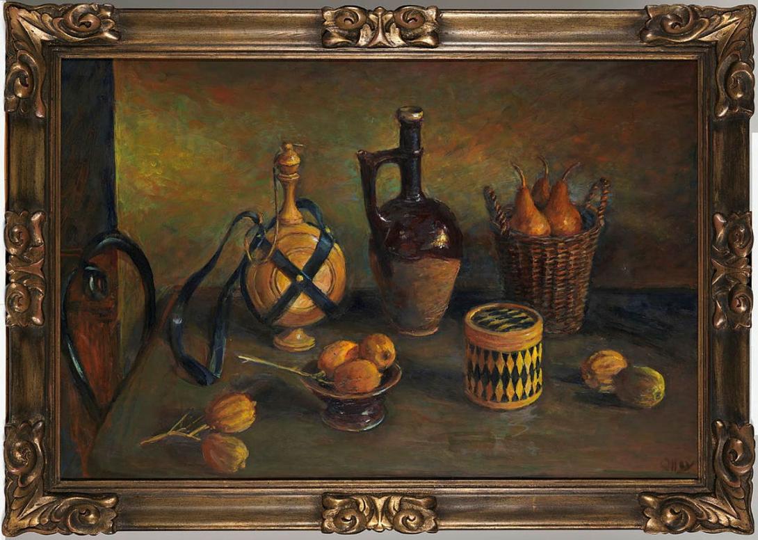 Artwork Spanish bottles this artwork made of Oil on board, created in 1985-01-01