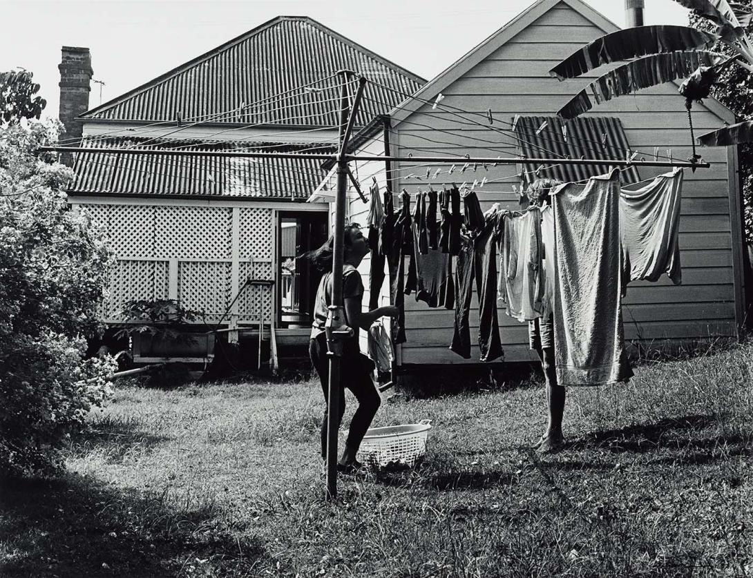 Artwork Good Friday 1987, Kelvin Grove, Brisbane - Gerard and his girlfriend hung out his washing (from 'Journeys north' portfolio) this artwork made of Gelatin silver photograph on paper, created in 1987-01-01
