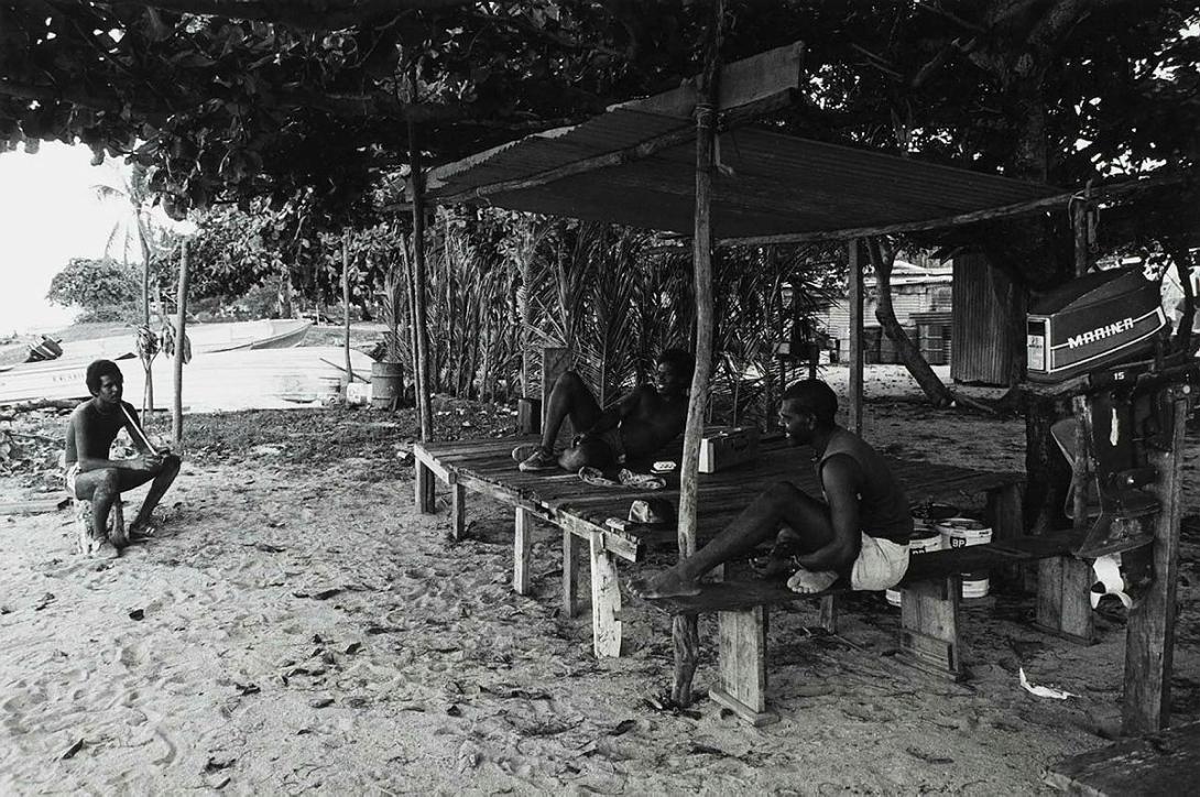 Artwork Fishermen waiting, Coconut Island, Torres Strait (from 'Journeys north' portfolio) this artwork made of Gelatin silver photograph on paper, created in 1987-01-01