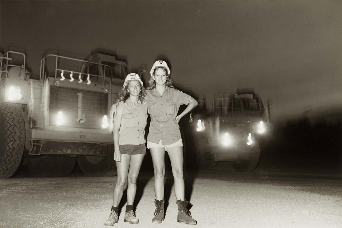 Artwork Debbie Muir, Jane Naughton, truck drivers, Weipa (from 'Journeys north' portfolio) this artwork made of Gelatin silver photograph on paper, created in 1987-01-01