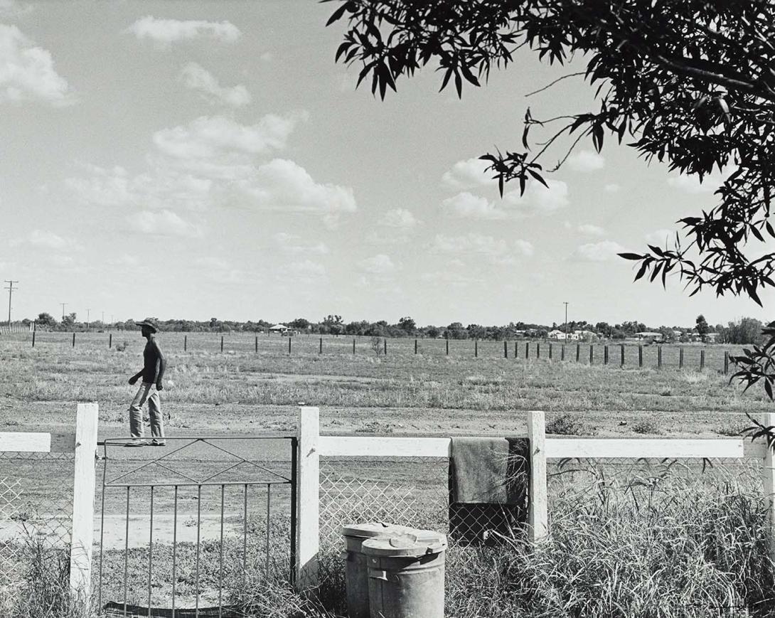 Artwork 28 March 1987, Cunnamulla - Peter the art teacher sat on his verandah and watched the traffic, ate garlic and tamarind yabbies and listened to Nick Cave (from 'Journeys north' portfolio) this artwork made of Gelatin silver photograph on paper, created in 1987-01-01