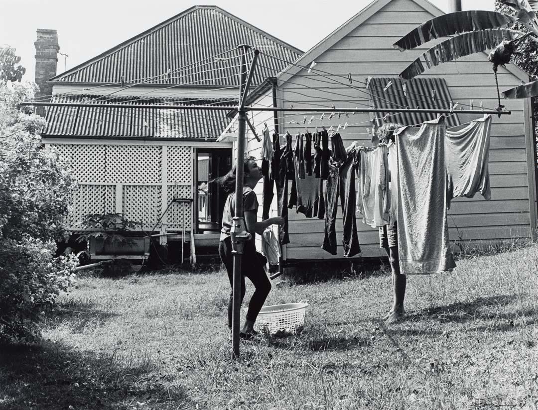 Artwork Good Friday 1987, Kelvin Grove, Brisbane - Gerard and his girlfriend hung out his washing (from 'Journeys north' portfolio) this artwork made of Gelatin silver photograph on paper, created in 1987-01-01