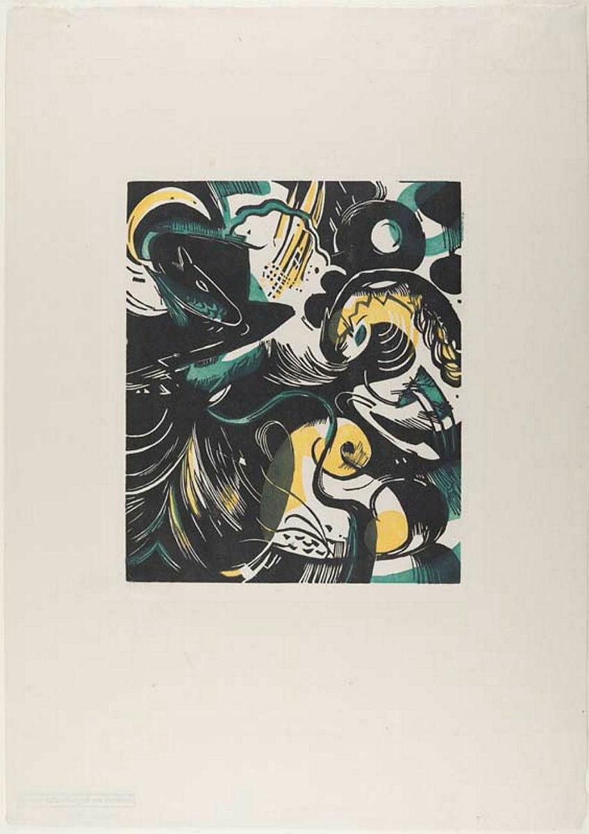 Artwork Schopfungsgeschichte II (Story of creation II) this artwork made of Colour woodcut on wove paper, created in 1914-01-01