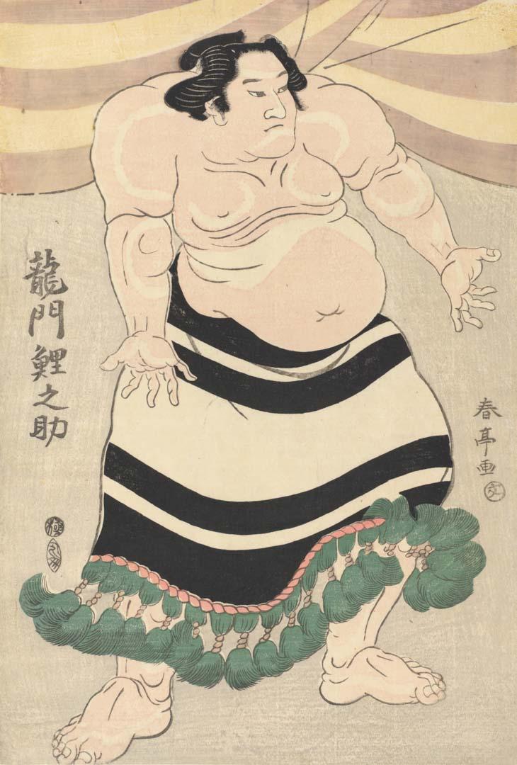 Artwork (Sumo wrestler) this artwork made of Colour woodblock print on paper, created in 1790-01-01
