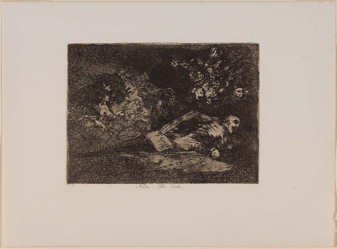 Artwork 'Nada.  Ello dira' (plate 69 from 'Desastres de la guerra' series) ('Nothing.  It speaks for itself' (plate 69 from 'The disasters of war' series)) this artwork made of Etching and aquatint on paper, created in 1810-01-01