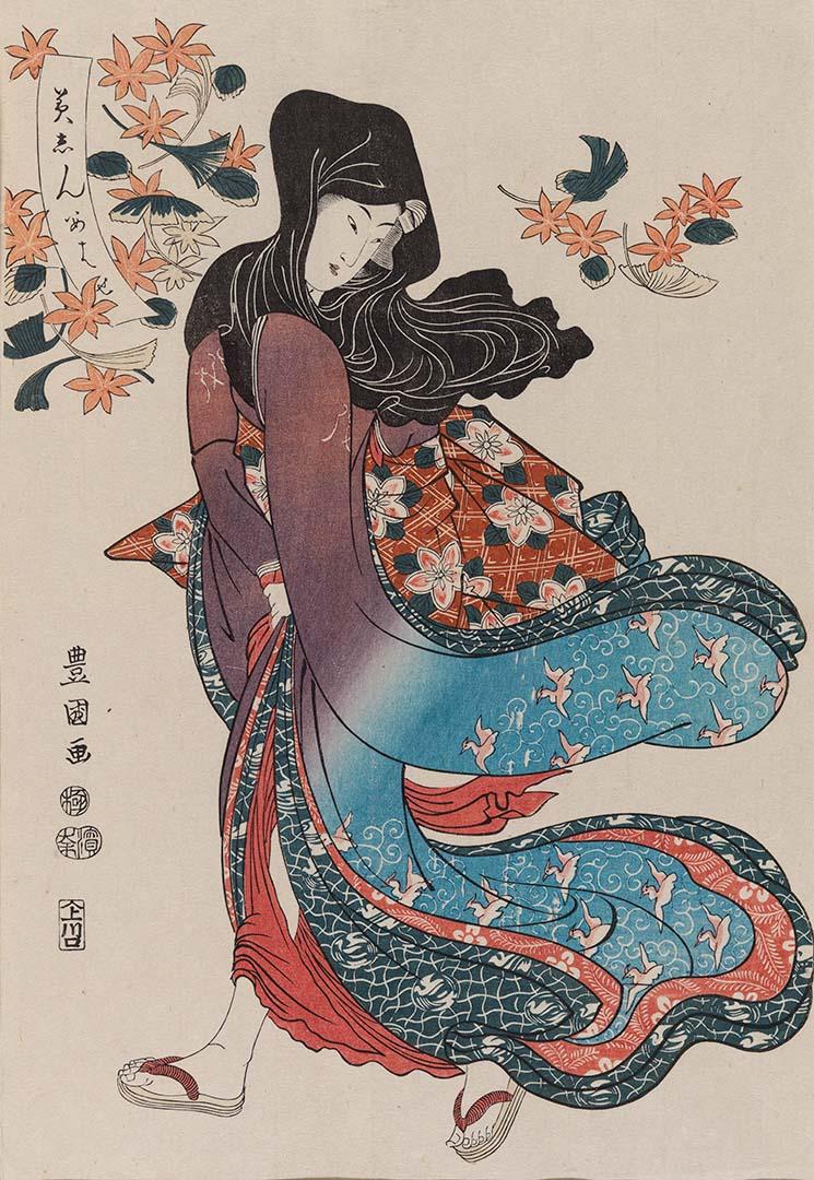 Artwork Bijin (reprint) this artwork made of Colour woodblock print on paper, created in 1825-01-01