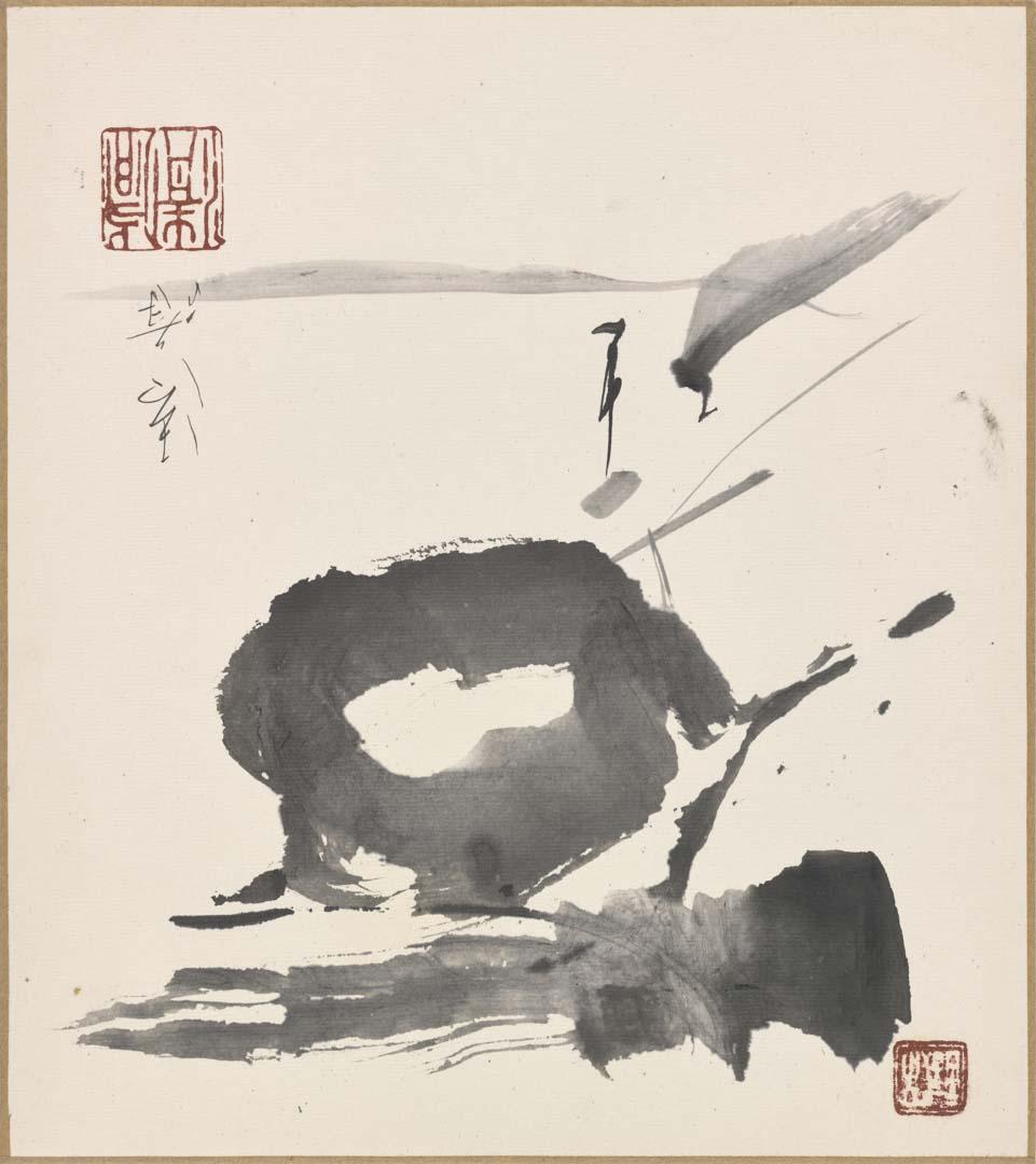 Artwork Shikishi:  (abstract motif) this artwork made of Ink on card, created in 1900-01-01