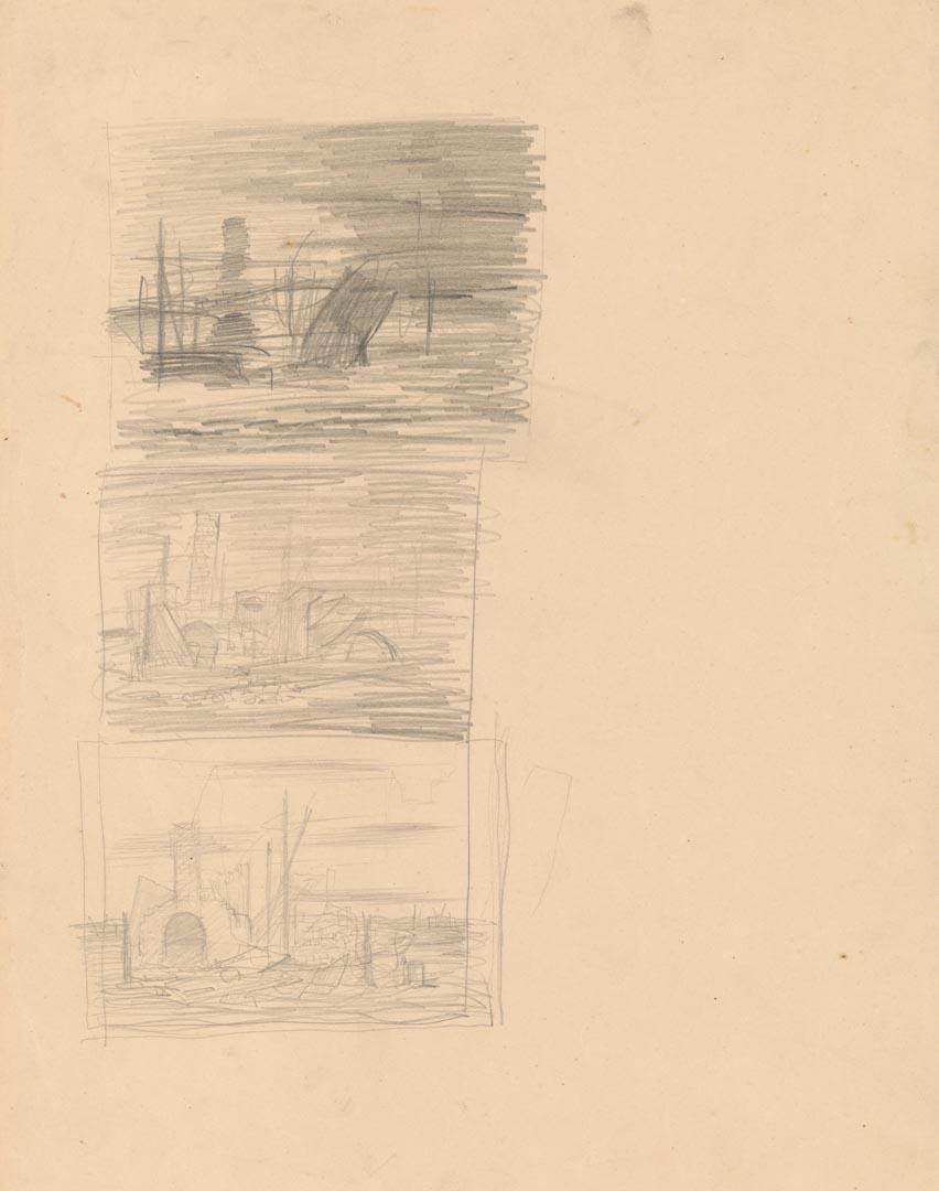 Artwork Sheet of studies for 'Bush fire' this artwork made of Pencil on paper, created in 1944-01-01