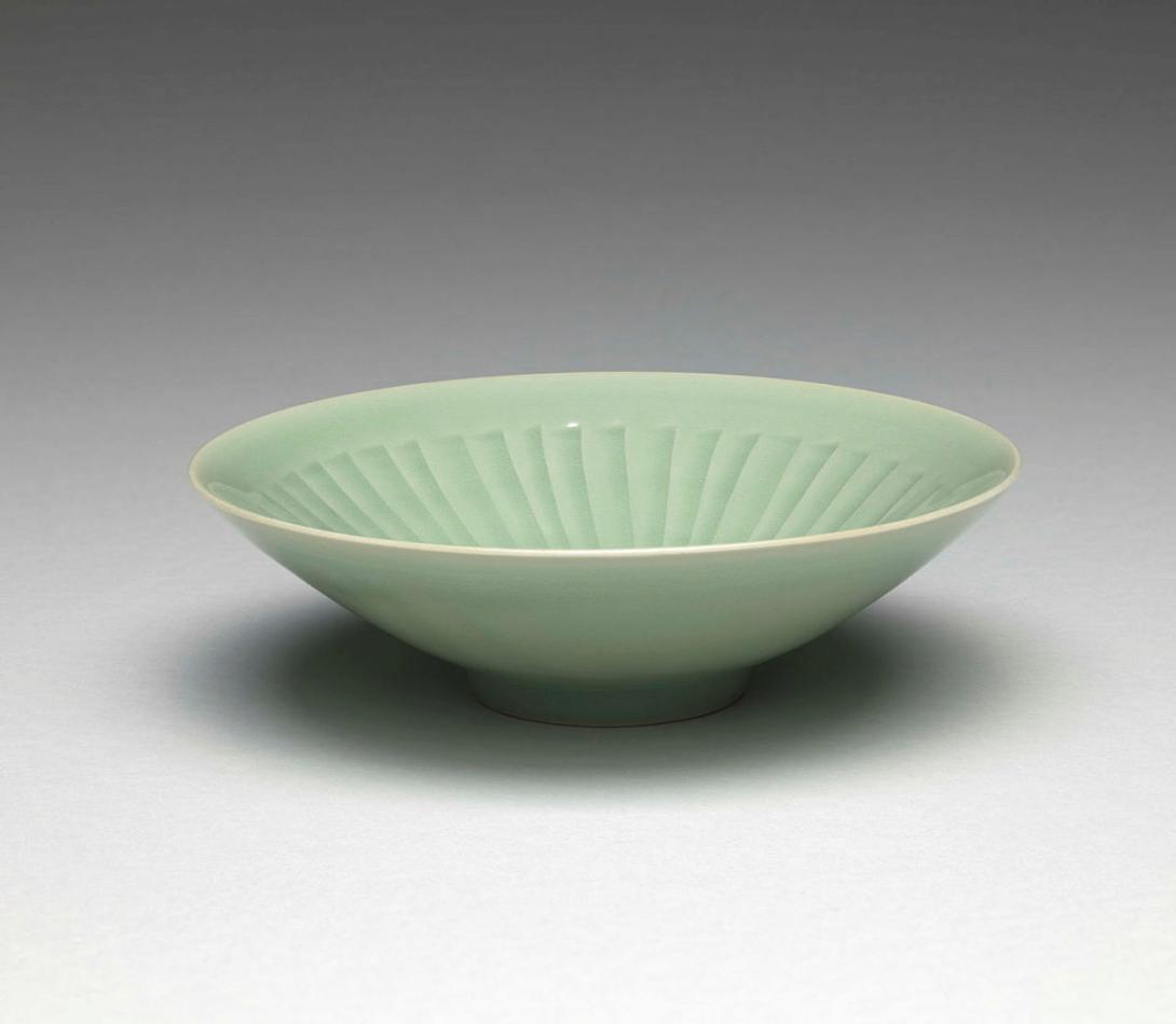 Artwork Fluted bowl this artwork made of Porcelain, thrown with 43 interior flutes and light celadon glaze, created in 1984-01-01