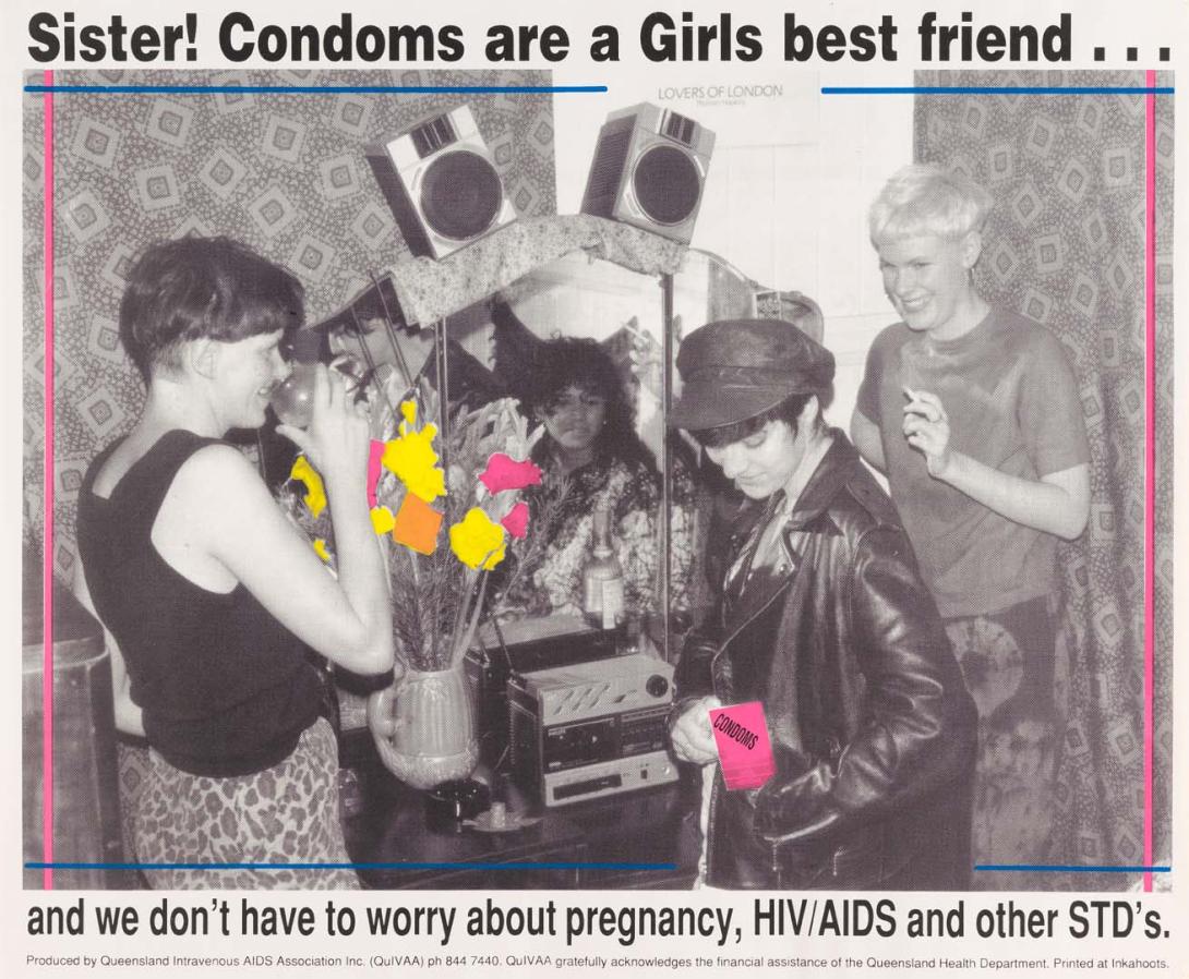 Artwork Sister! Condoms are a girl's best friend this artwork made of Photo-screenprint on paper, created in 1990-01-01