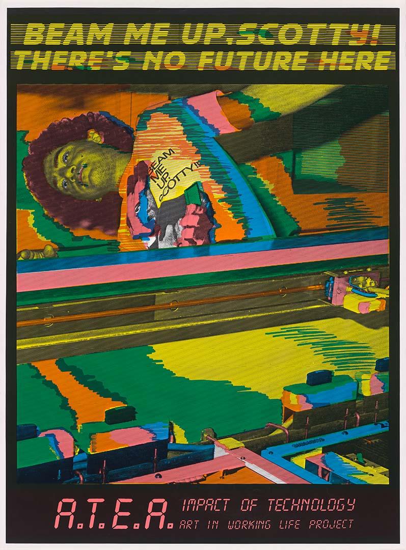 Artwork Beam me up, Scotty!  There's no future here (from 'Impact of technology' series) this artwork made of Offset print on wove paper, created in 1985-01-01
