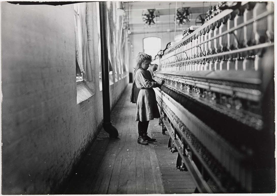 Artwork (Young girl in cotton mill) this artwork made of Gelatin silver photograph on paper, created in 1908-01-01