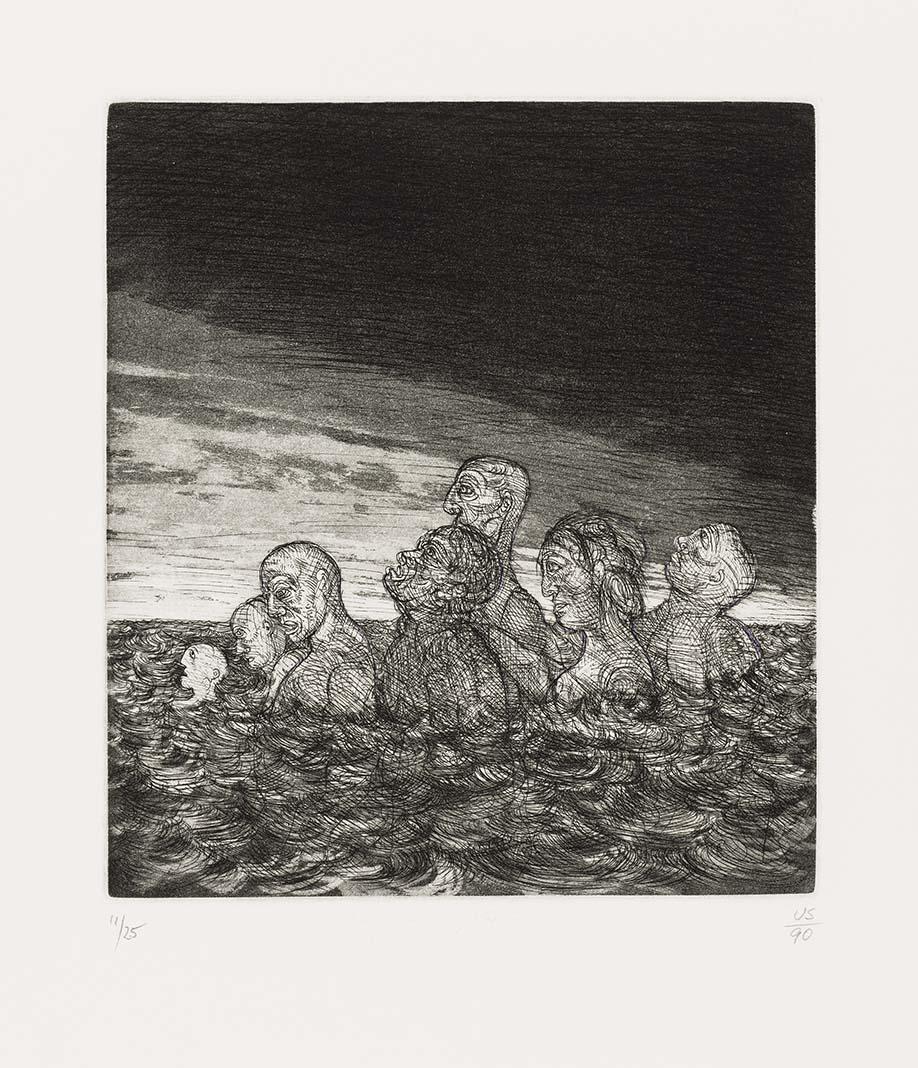 Artwork (Untitled 4) (from 'Night watch, a print cycle of thirty etchings' portfolio) this artwork made of Etching and aquatint on Arches paper, created in 1990-01-01