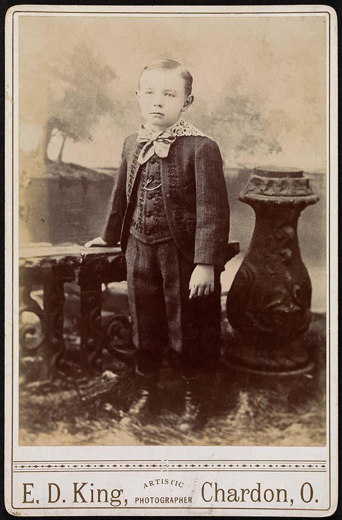 Artwork (Portrait of a young boy) this artwork made of Cabinet card photograph on albumen paper laid down on card, created in 1855-01-01