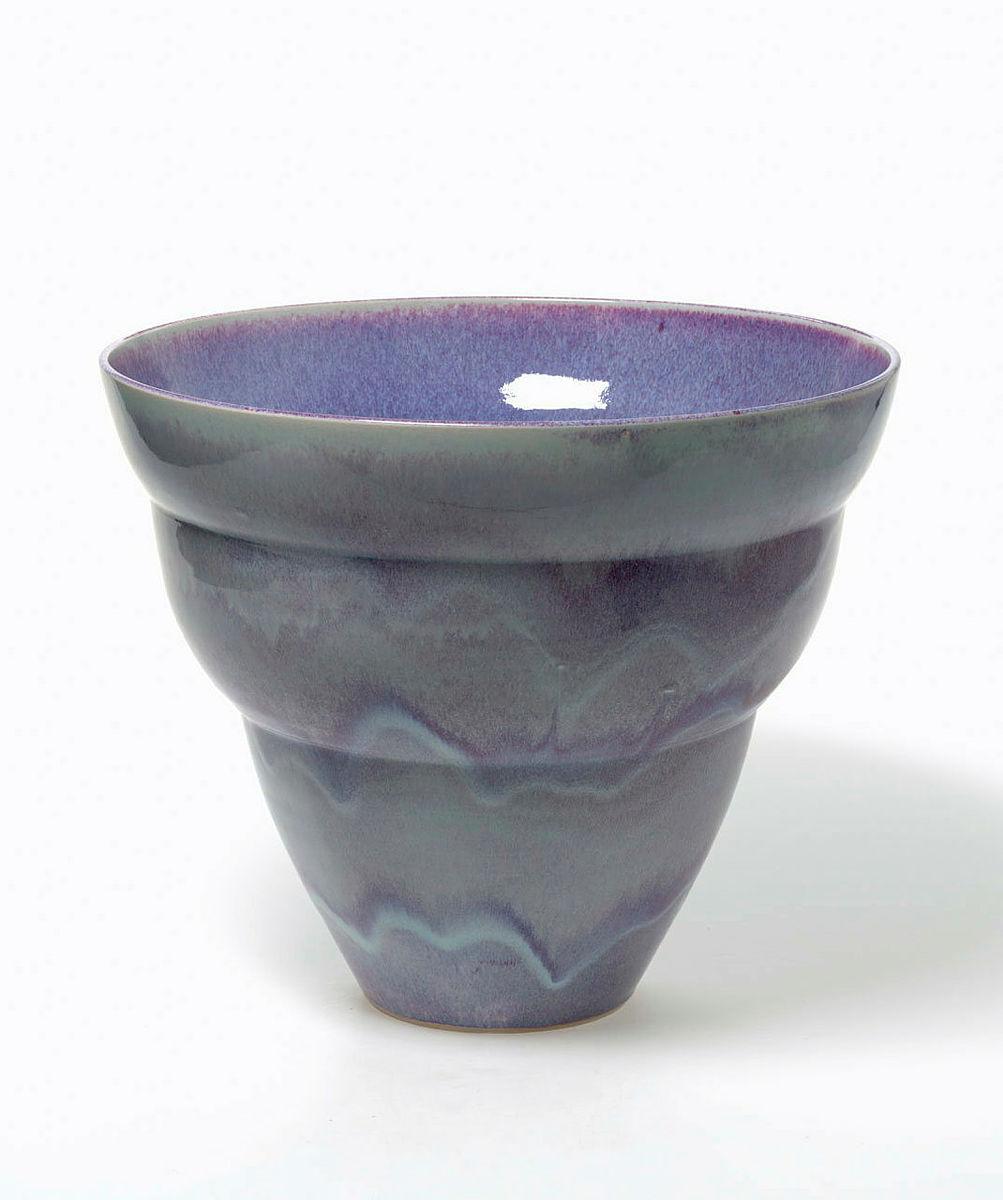 Artwork Vase this artwork made of Stoneware, thrown built clay with flaring stepped form and mauve-purple and green Chün type glaze, created in 1991-01-01