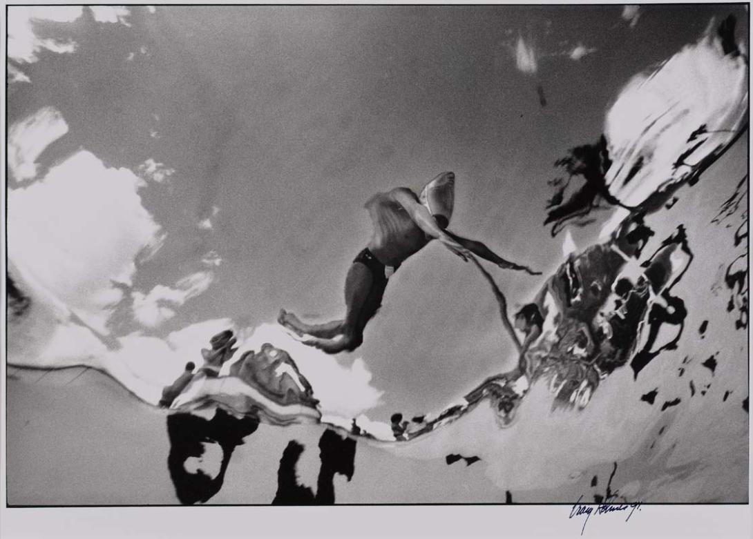 Artwork Boy diving (from 'Summertime swim' series) this artwork made of Gelatin silver photograph on paper, created in 1991-01-01