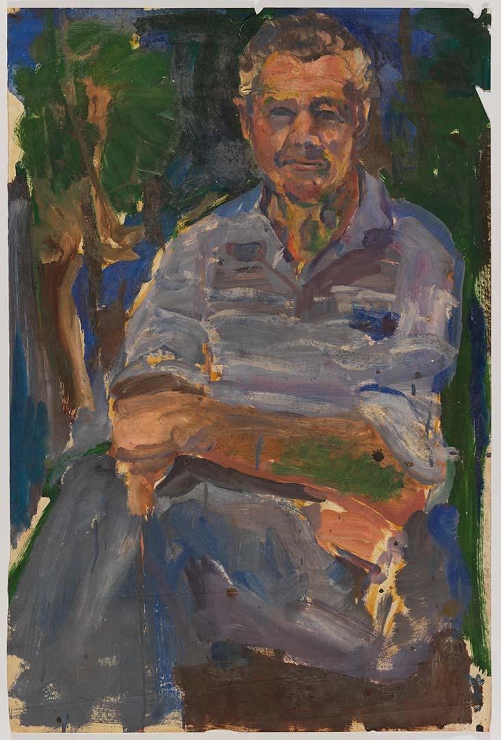 Artwork Study for 'Portrait of Bernard O'Reilly' this artwork made of Gouache on paper, created in 1964-01-01
