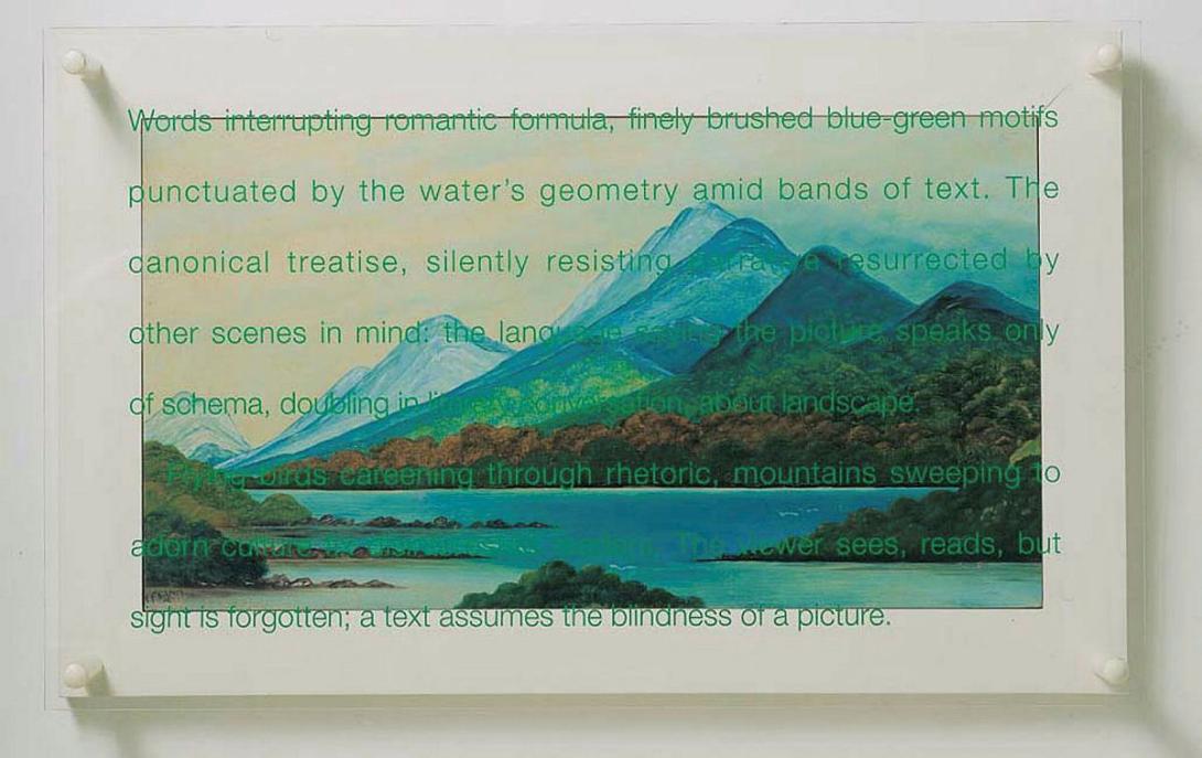 Artwork Value added landscape no. 10 this artwork made of Oil and enamel on masonite with perspex, created in 1993-01-01