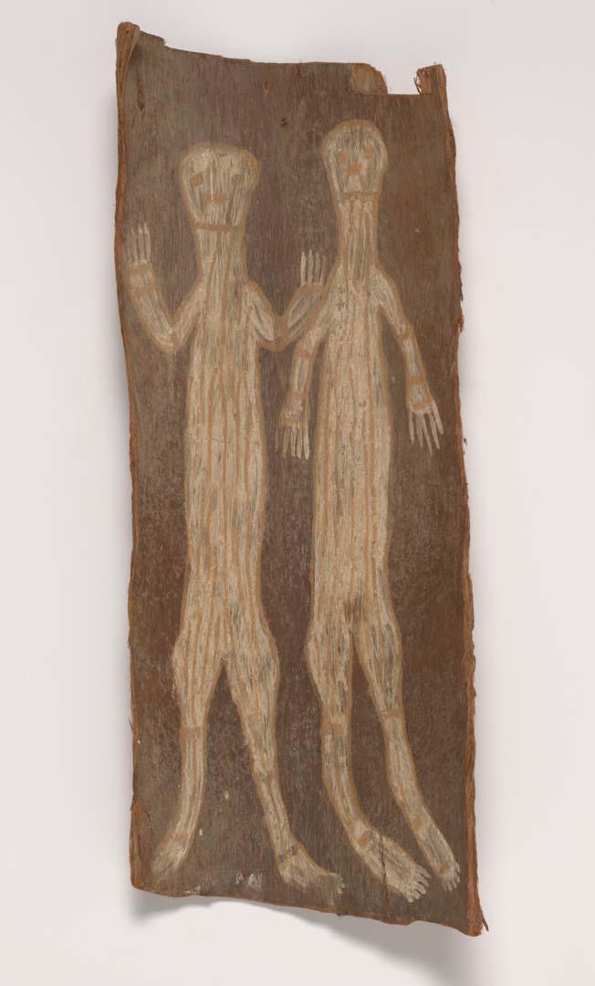 Artwork (Spirit figures) this artwork made of Natural pigments on bark, created in 1954-01-01